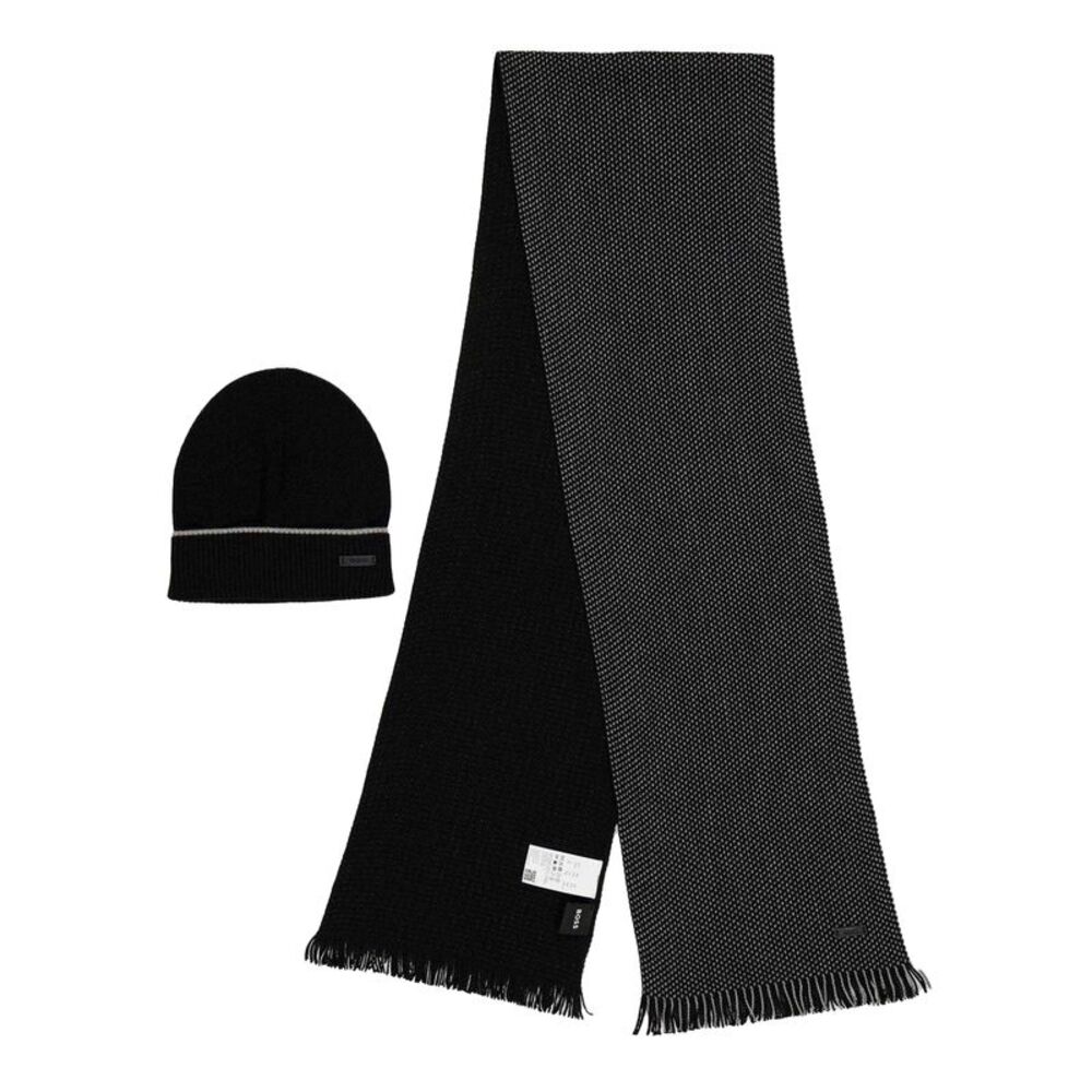Boss Mens Midweight Midweight Hat And Scarf Set / Black